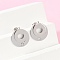 304 Stainless Steel Rhinestone Stud Earrings, Flat Round, Stainless Steel Color, 15mm