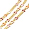 Brass Figaro Chains, Soldered, with Enamel, Rack Plating, Long-Lasting Plated, Lead Free & Cadmium Free, with Spool, Real 18K Gold Plated, Colorful, 5x3x1mm and 2.5x2x1mm