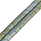 Electroplated Non-magnetic Synthetic Hematite Beads Strands, Square, 2-Hole, Green Plated, 5x5x2mm, Hole: 0.8mm, about 74pcs/strand, 15.75 inch(40cm)