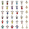 34Pcs 34 Style Glass & ABS Plastic Imitation Pearl Beaded Pendants, with Acrylic & Alloy Findings, Angel Charms, Mixed Color, 27~33x18~23.5x6~19.5mm, Hole: 2~3mm, 1Pc/style
