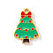 304 Stainless Steel Enamel Pendants, Christmas Tree Charms, Ion Plating(IP), Real 18K Gold Plated, Lime Green, 16x11mm