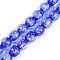 Handmade Gold Foil Lampwork Beads Strands, Round, Blue, 10mm, Hole: 1.8mm, about 50pcs/strand, 186.61''(474cm)