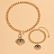 Alloy Rhinestone Bracelets & Necklaces Sets, Evil Eye, Gold, Necklaces: 17.91 inch(45.5cm)