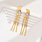 Fashionable Vintage Tassel 201 Stainless Steel Stud Earrings, Real 18K Gold Plated, 9mm