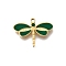 304 Stainless Steel Enamel Pendants, Dragonfly Charm, Ion Plating(IP), Real 18K Gold Plated, Green, 11.5x16x1.5mm, Hole: 1.2mm