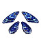 Epoxy Resin Pendants, Butterfly Wing, with Gold Foil & Glitter Powder, Dark Blue, 37.5x15x2.5~3mm, Hole: 1.2mm