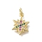 Brass Micro Pave Cubic Zirconia Snaowflake Charms, Cadmium Free & Lead Free, Rack Plating, Long-Lasting Plated, Real 18K Gold Plated, Colorful, 14.5x10.5x1.5mm, Hole: 3.5mm