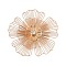 Brass Bead Caps, with Rhinestone, Etched Metal Embellishments, Flower, Light Gold, 36.5x36x4mm