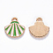 Alloy Enamel Charms, Shell Shape, Light Gold, Light Green, 13x13x2mm, Hole: 1.6mm
