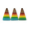 Pride Rainbow Theme Resin & Walnut Wood Pendants, Trapezoid, Colorful, 28.5x14x3.5mm, Hole: 2mm