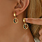 Elegant 201 Stainless Steel Moon Hoop Earrings, Golden, Black, 30x15mm