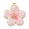304 Stainless Steel Enamel Pendants, Golden, Flower, 27x25x2.5mm, Hole: 2.5mm