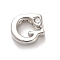 Rack Plating Brass Cubic Zirconia Beads, for Personalized Name Necklaces Making, Long-Lasting Plated, Lead Free & Cadmium Free, Alphabet, Letter G, 12.5x13.5x4.8mm, Hole: 2.8mm