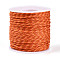 50M Braided Polyester Cord, with PET Plastic, for Jewelry Making, Round, Coral, 2mm, about 54.68 Yards(50m)/Roll