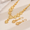 Elegant Middle Eastern Alloy Hollow Heart Pendant Necklace & Earrings Sets for Women, Golden, Necklaces: 20.08 inch(51cm)