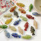 Handmade Lampwork Beads, Golden Metal Enlaced, Fish, Mixed Color, 24.5~25x12~12.5x5~6mm, Hole: 1~1.2mm