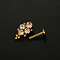 316L Surgical Stainless Steel Clear Cubic Zirconia Threadless Labrets, Teardrop, Golden, 8mm, Pin: 1.2mm