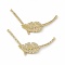 Brass Micro Pave Cubic Zirconia 2-Loop Pendants, Leaf Charm, Real 18K Gold Plated, 24x44x2mm, Hole: 0.8mm