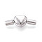 925 Sterling Silver European Clasps, Heart Clip Charms with 925 Stamp, Rhodium Plated, Platinum, 23x9x7.2mm, Hole: 2.6mm