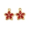 Brass Micro Pave Cubic Zirconia Pendants, Flower Charms, Real 18K Gold Plated, FireBrick, 15x13x3mm, Hole: 1.5mm