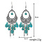 Bohemian Style Alloy Synthetic Turquoise Dangle Earrings, Antique Silver, Teardrop, 90x30mm