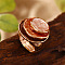 Three Flat Round Zinc Alloy Enamel Stretch Finger Rings, Golden, Dark Salmon, Inner Diameter: 18mm