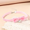 Bowknot Velvet with Alloy Bell Charm Choker Necklaces, Platinum, Pink, 11.81~14.57 inch(30~37cm)