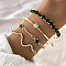 4Pcs 4 Styles Alloy Chain Bracelet & Bangle Set for Women, with Rhinestone & Glass, Mixed Color, 7-7/8 inch(20cm)