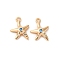 Brass Micro Pave Cubic Zirconia Charms, Cadmium Free & Nickel Free & Lead Free, Real 18K Gold Plated, Starfish, 14x10.5x3mm, Hole: 1.5mm