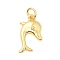 Brass Pendants, with Jump Ring, Rack Plating, Long-Lasting Plated, Lead Free & Cadmium Free, Real 18K Gold Plated, Dolphin, 17x12x3mm, Hole: 3.5mm
