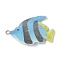 Flocking Resin Pendants, Fish, with Platinum Plated Iron Loops, Deep Sky Blue, 39x25x7mm, Hole: 2mm