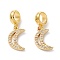 Brass Cubic Zirconia European Dangle Charms, Largr Hole Pendants, Long-Lasting Plated, Real 18K Gold Plated, Moon, Clear, 22.5mm, Hole: 5mm, Pendant: 14.5x9x2mm