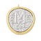 Brass Pendants, Flat Round, Rack Plating, Cadmium Free & Lead Free, Long-Lasting Plated, Real 18K Gold Plated, Platinum & Golden, 38x34.5x3.5mm, Hole: 1.8mm