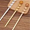 Brass Hair Stick Findings, Zinc Alloy Findings, Vintage Decorative for Hair Diy Accessory, Flower & Flat Round, Light Gold, 157x18x11mm, Tray: 14x2mm