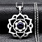 Chakra Lotus Flower 201 Stainless Steel Pave Synthetic Blue Goldstone Pendant Necklaces for Women, Stainless Steel Color, 19.69 inch(50cm)