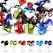 24Pcs 6 Colors Handmade Lampwork Beads, Heart, Two Tone, Mixed Color, 19~20.5x20~20.5x11~12.5mm, Hole: 1.5~2.5mm, 4pcs/color