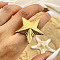 Rotatable Finger Rings, 304 Stainless Steel Finger Rings for Women, Pentagram, Real 18K Gold Plated, Inner Diameter: 17mm