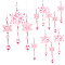 Acrylic Snowflake Pendant Decorations, Christmas Tree Hanging Decorations, with Crystal Thread, Pearl Pink, 145~175x46~64mm, 15pcs/set