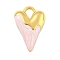 Ion Plating(IP) 304 Stainless Steel Pendants, with Enamel, Real 18K Gold Plated, Heart Charm, Lavender, 25x16.5x3mm, Hole: 5x4mm