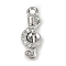 Brass Micro Pave Clear Cubic Zirconia Pendants, Musical Note Charms, Long-Lasting Plated, Platinum, 16.5x6x2.5mm, Hole: 1.5mm