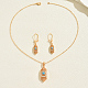 Комплекты серег и ожерелий из шестиугольной латуни с микропаве из прозрачных кубических цирконий для женщин LT5184-5