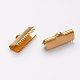 イオンプレーティング（ip）304ステンレス鋼リボンカシメエンドパーツ  ゴールドカラー  9x20mm  穴：1.5mm STAS-F098-05-1