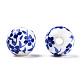 手作りの陶器ビーズ  青と​​白の磁器  花の丸  ブルー  8mm  穴：1.8mm PORC-E021-02B-3