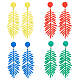 Anattasoul 4 Paar baumelnde Ohrstecker aus Blattlegierung in 4 Farben mit 925 Sterlingsilberstiften EJEW-AN0002-61-1
