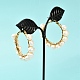 Anello di perle naturali orecchini a cerchio per donna ragazza EJEW-JE04685-02-2
