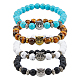 Fibloom 4 Stück 4 Stile natürliche & synthetische gemischte Edelsteine & Glas & Legierung Eule Perlen Stretch-Armbänder Set für Frauen BJEW-FI0001-04-1