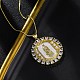 Латунные прозрачные кубические цирконии плоские круглые с подвеской Девы Марии NJEW-C071-07B-G-3
