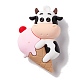 フィギュアプラスチック漫画大きなペンダント  牛とアイスクリーム  ホワイト  52x35x20.5mm  穴：3mm X-KY-G017-D02-1