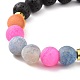 Bracelet extensible à perles rondes en agate patinée naturelle (teintée) et pierre de lave BJEW-JB08501-2