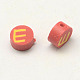 Handmade Polymer Clay Flat Round with Capital Letter Beads CLAY-Q209-10mm-M-2